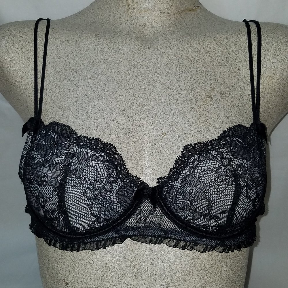Sophie B Black Lace Ruffle Bra Size 34A